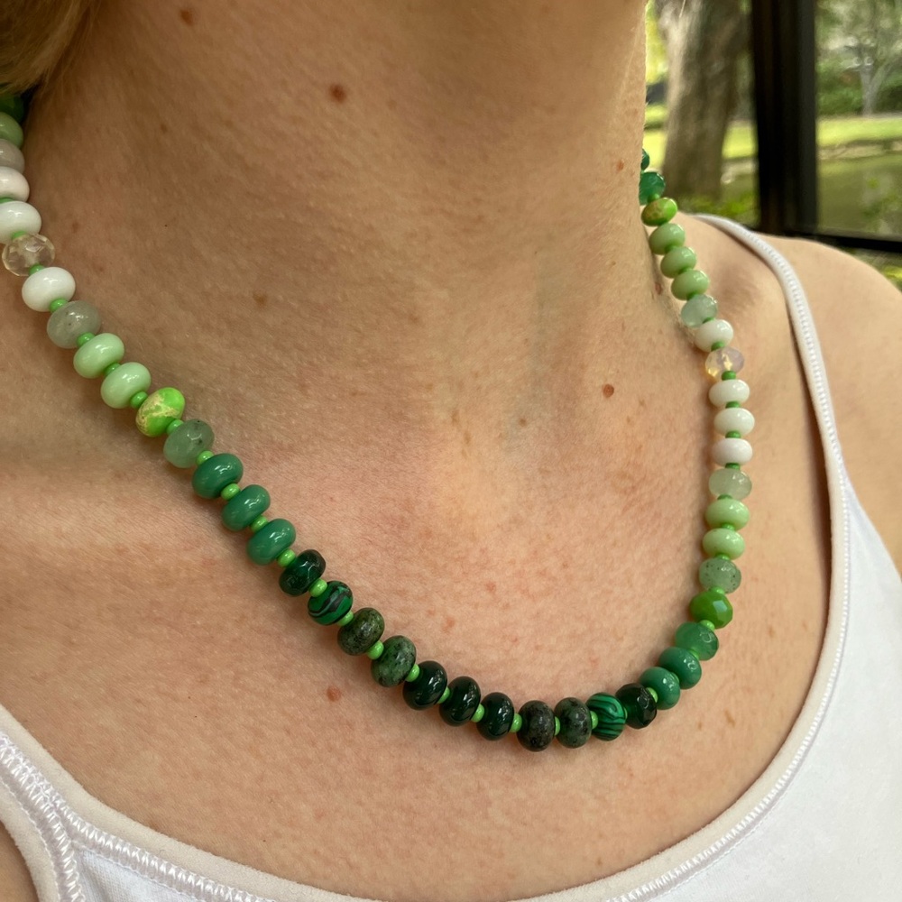 Anthropologie x Serafina Rainbow Beaded Necklace with Semiprecious Stone Beads
